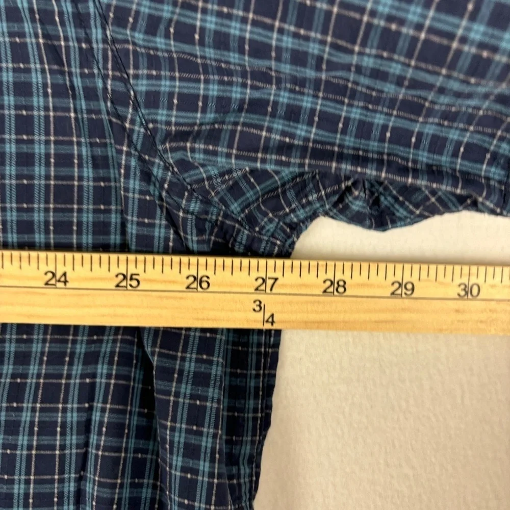 Northwest Territory Shirt Men 2XLT Blue Plaid Pearl Snap Outdoors Casual/Dress